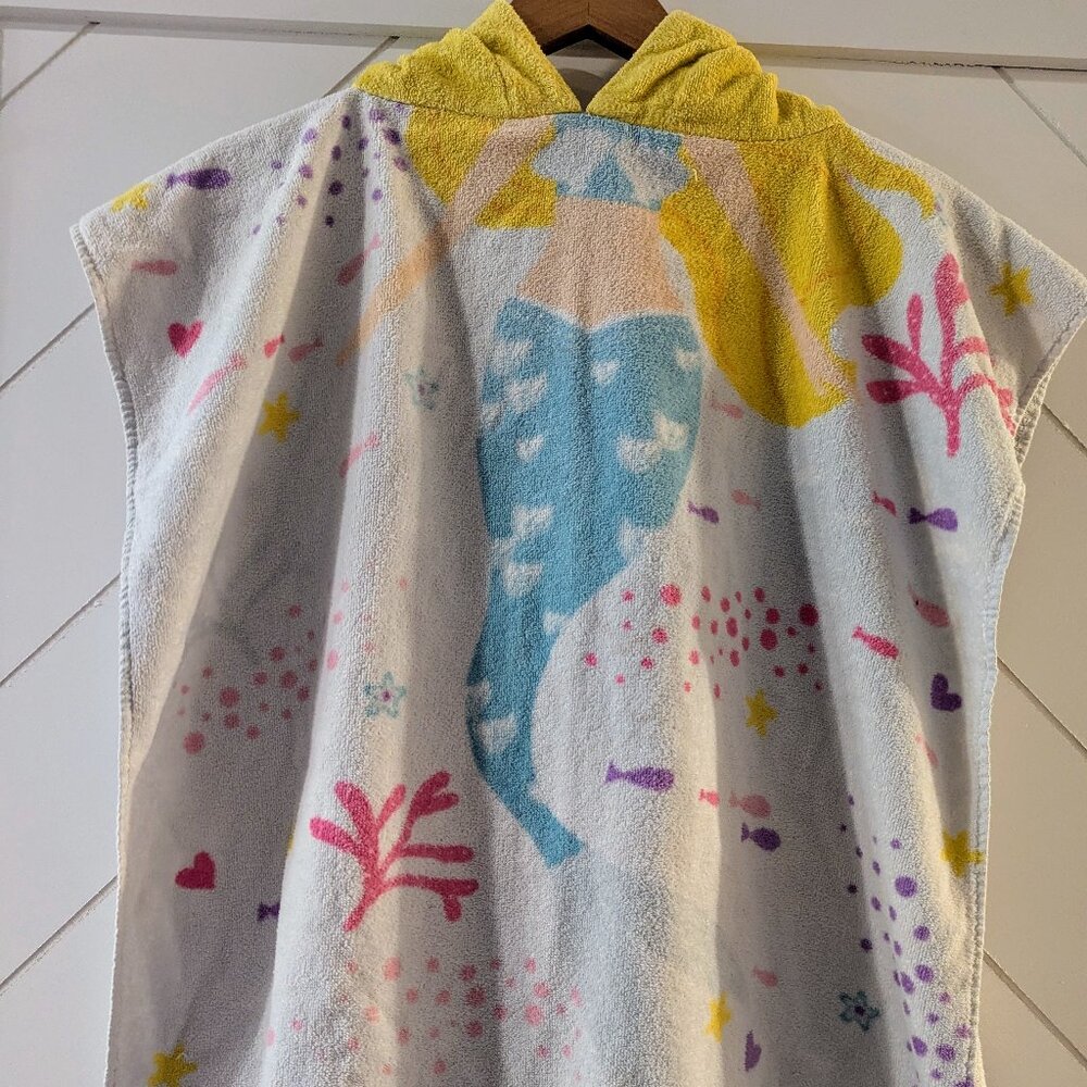 Authentic Kids Mermaid Terry Cloth Hooded Beach Towel Rainbow Cotton 3-7 years